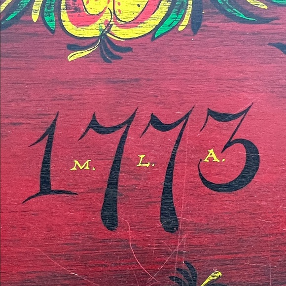 Vintage Wilton & Lee Ltd Hand Painted Shaker Oval Box 1773 with Lid Red Yellow - Picture 3 of 10